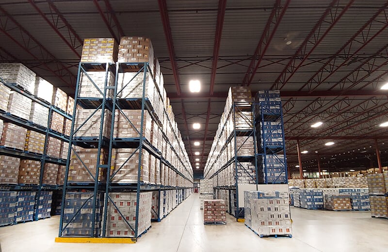 Five high racking in MTE Logistix Calgary warehouse